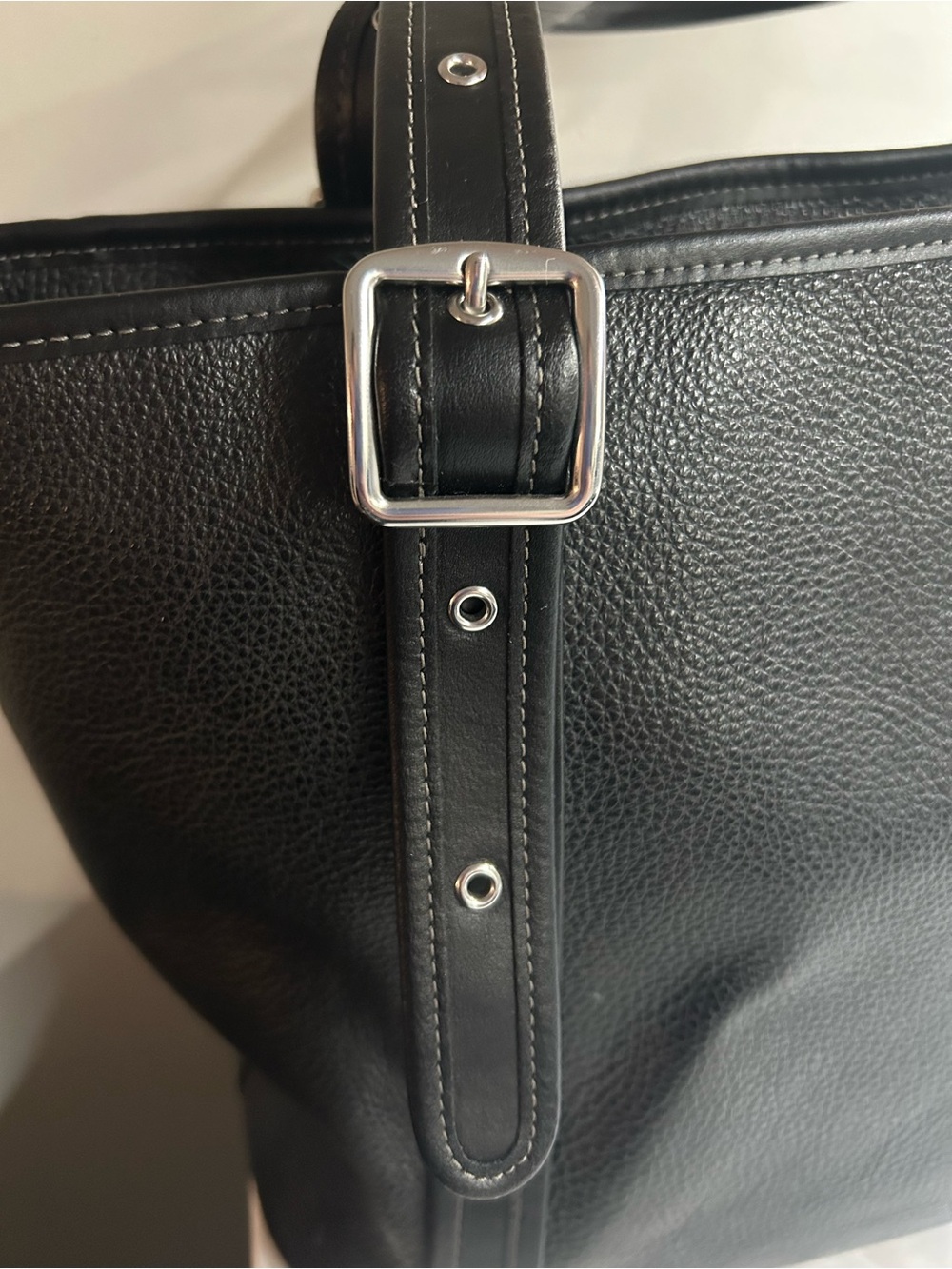 Coach Black Pebbled Leather Double-Handle Tote - Picture 3 of 11